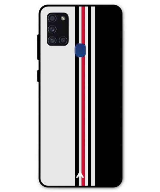 Stripe Pattern 3 Metal Back Cover Phone Case for Samsung Galaxy A21s