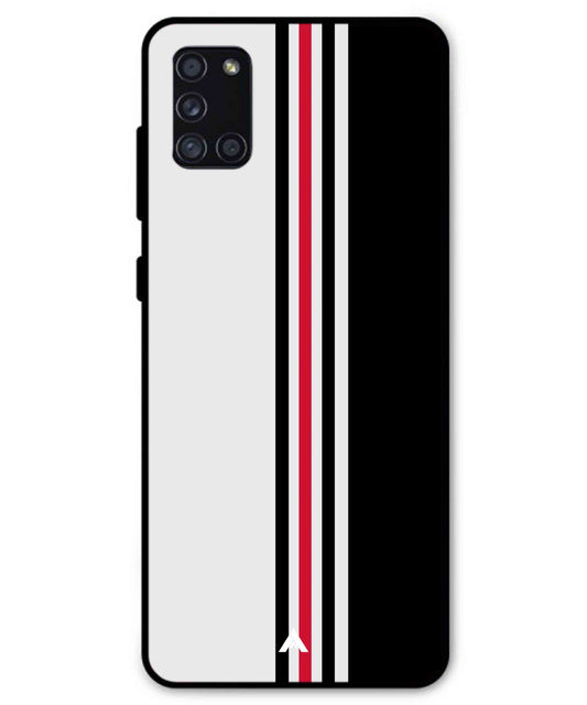 Stripe Pattern 3 Metal Back Cover Phone Case for Samsung Galaxy A31