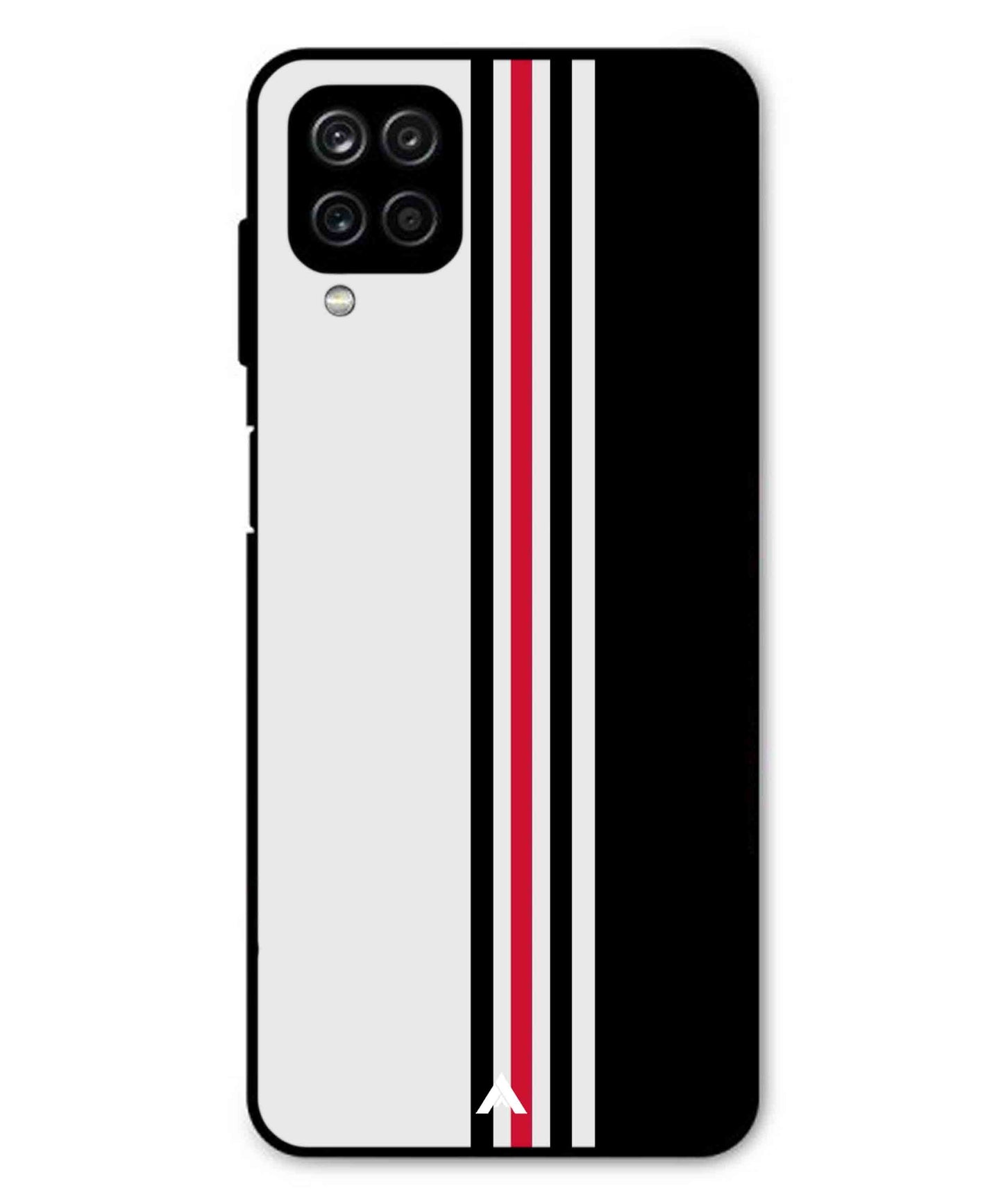Stripe Pattern 3 Metal Back Cover Phone Case for Samsung Galaxy M32 4G