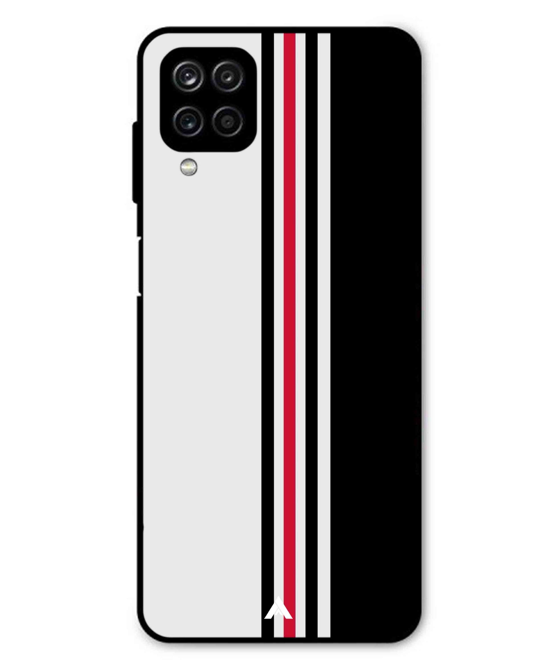 Stripe Pattern 3 Metal Back Cover Phone Case for Samsung Galaxy M32 4G