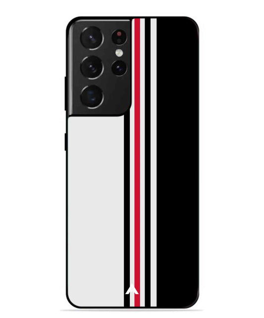 Stripe Pattern 3 Metal Back Cover Phone Case for Samsung Galaxy S21 Ultra