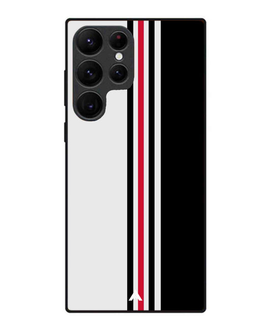 Stripe Pattern 3 Metal Back Cover Phone Case for Samsung Galaxy S22 Ultra
