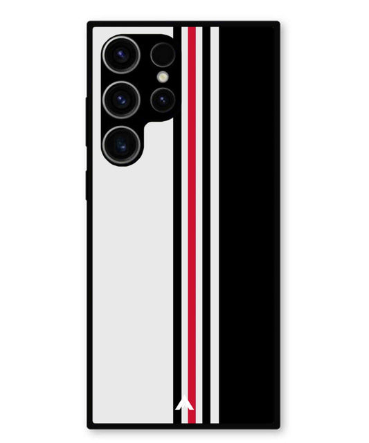 Stripe Pattern 3 Metal Back Cover Phone Case for Samsung Galaxy S23 Ultra