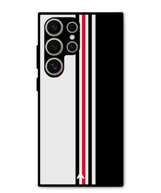 Stripe Pattern 3 Metal Back Cover Phone Case for Samsung Galaxy S24 Ultra