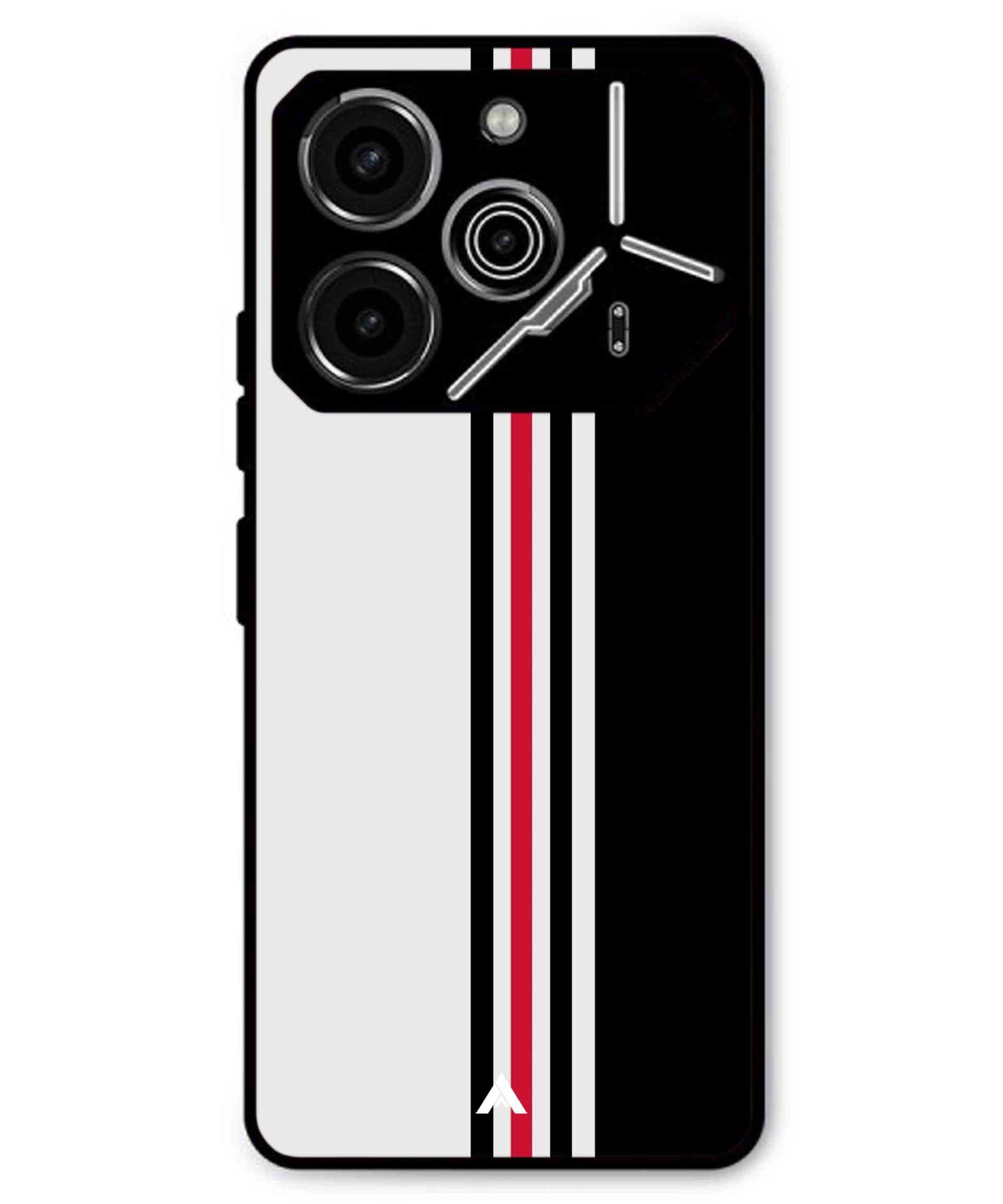 Stripe Pattern 3 Metal Back Cover Phone Case for Tecno Pova 6 Pro