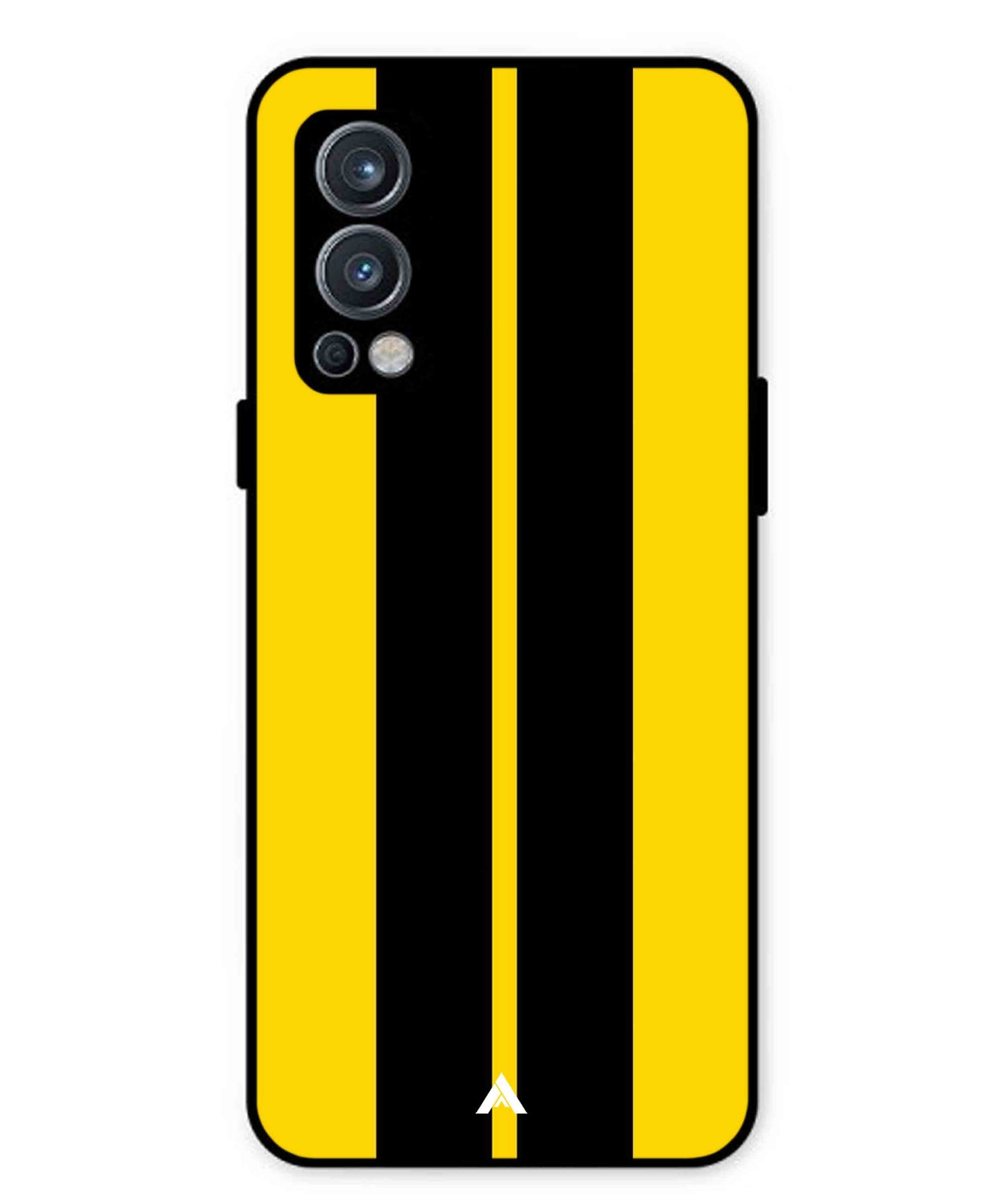 Stripe Pattern 4 Metal Back Cover Phone Case for Oneplus Nord 2
