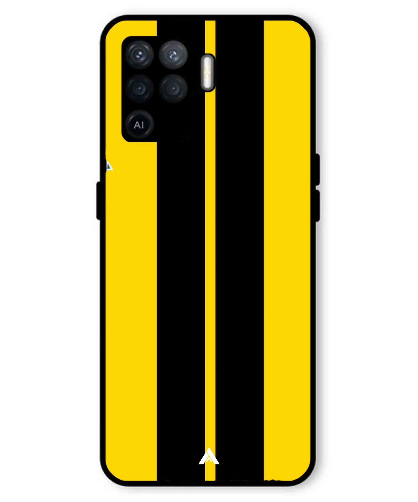 Stripe Pattern 4 Metal Back Cover Phone Case for Oppo F19 Pro