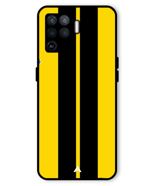 Stripe Pattern 4 Metal Back Cover Phone Case for Oppo F19 Pro