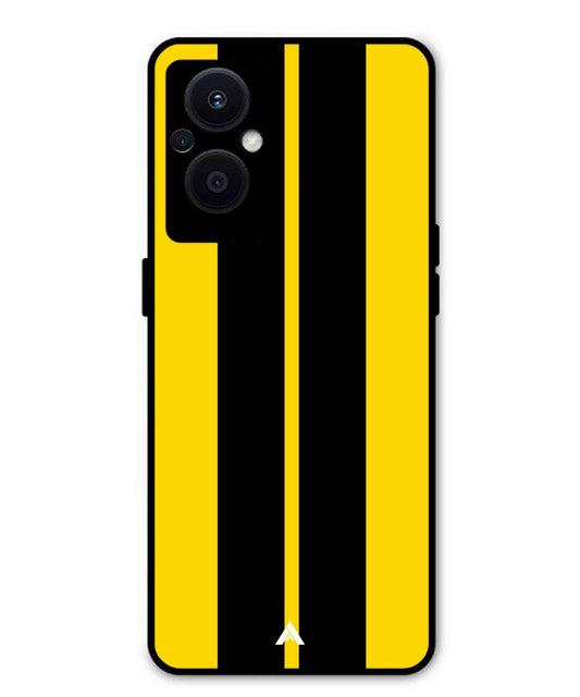 Stripe Pattern 4 Metal Back Cover Phone Case for Oppo F21 Pro 5G