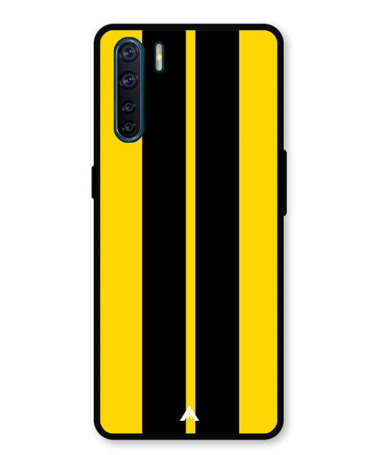 Stripe Pattern 4 Metal Back Cover Phone Case for Oppo Reno 3