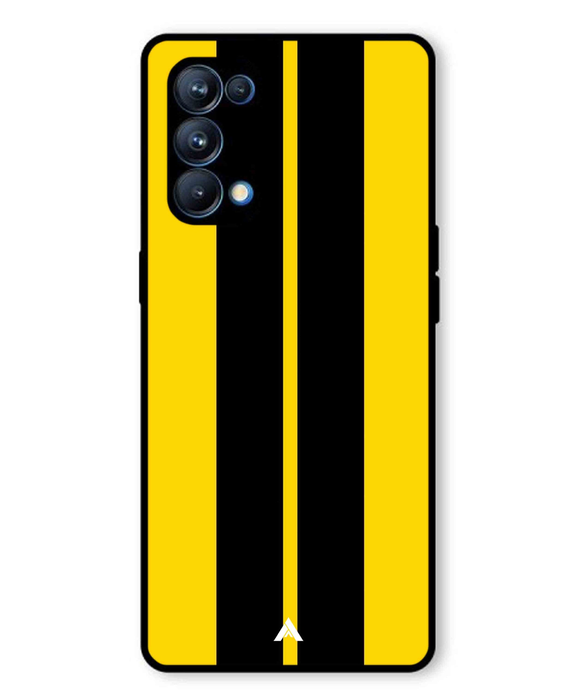 Stripe Pattern 4 Metal Back Cover Phone Case for Oppo Reno 5 Pro