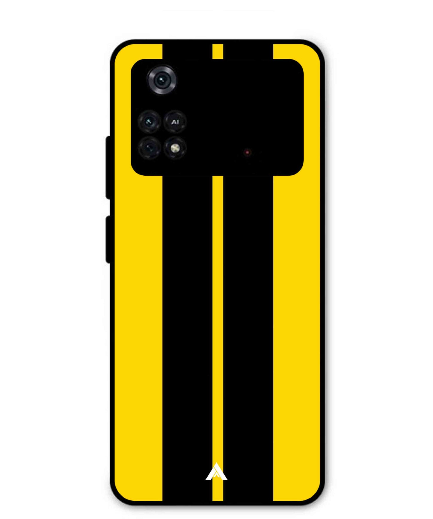 Stripe Pattern 4 Metal Back Cover Phone Case for Poco M4 Pro 4G