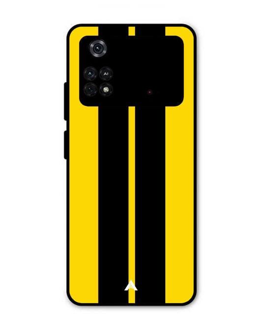 Stripe Pattern 4 Metal Back Cover Phone Case for Poco M4 Pro 4G