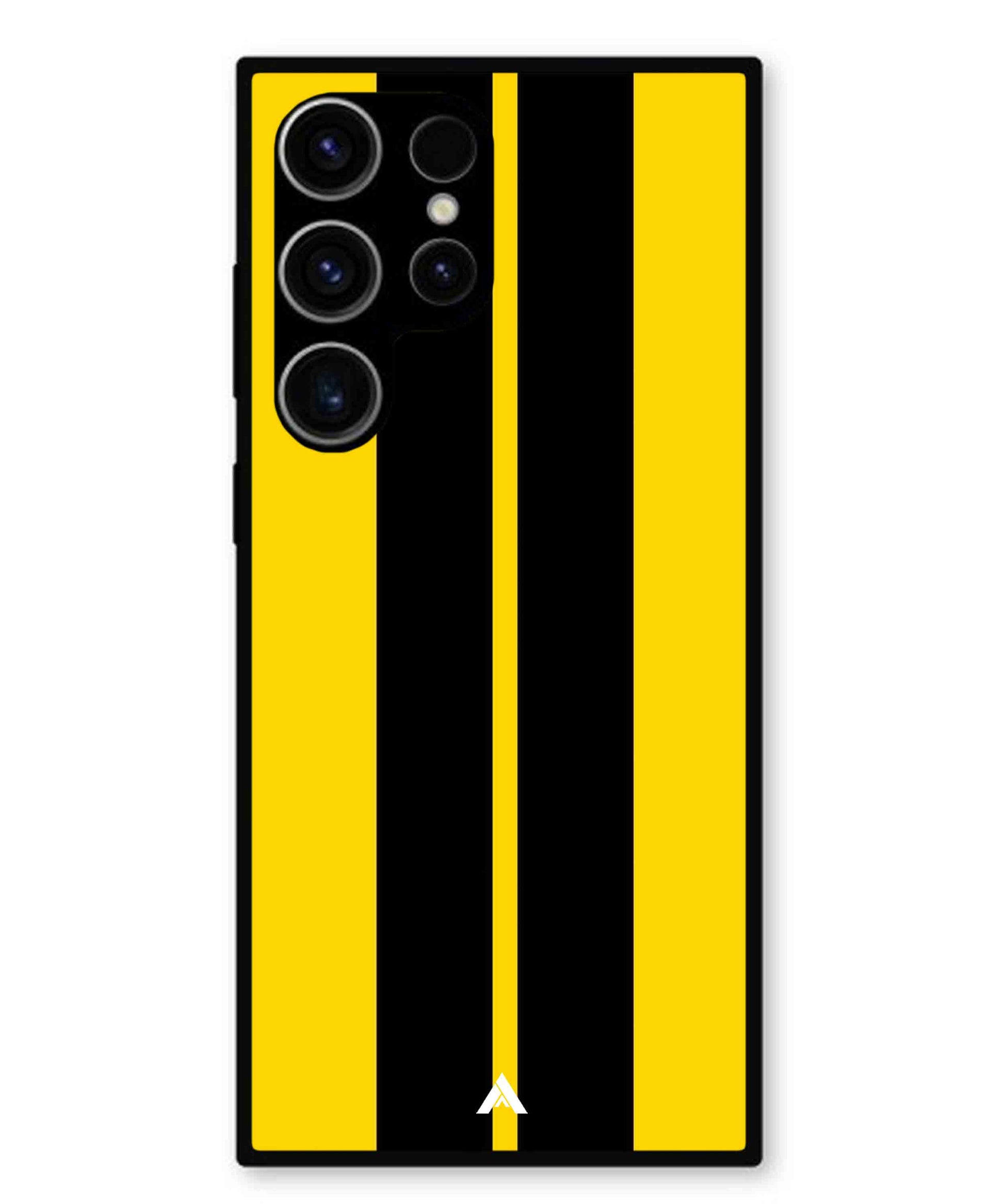 Stripe Pattern 4 Metal Back Cover Phone Case for Samsung Galaxy S23 Ultra