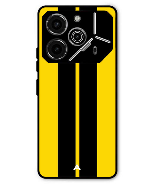 Stripe Pattern 4 Metal Back Cover Phone Case for Tecno Pova 6