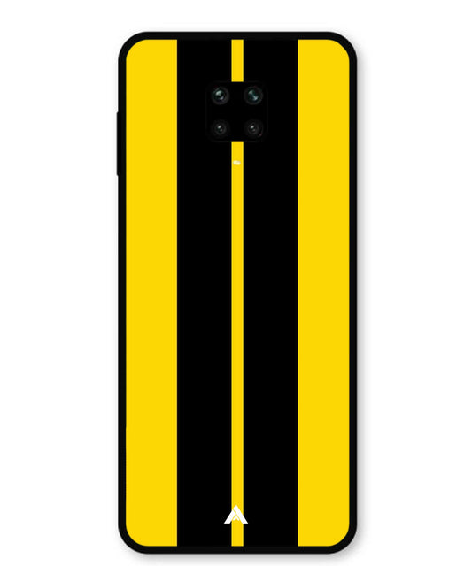 Stripe Pattern 4 Metal Back Cover Phone Case for Xiaomi Redmi Note 9 Pro