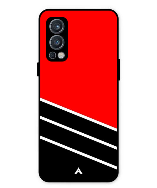 Stripe Pattern 7 Metal Back Cover Phone Case for Oneplus Nord 2