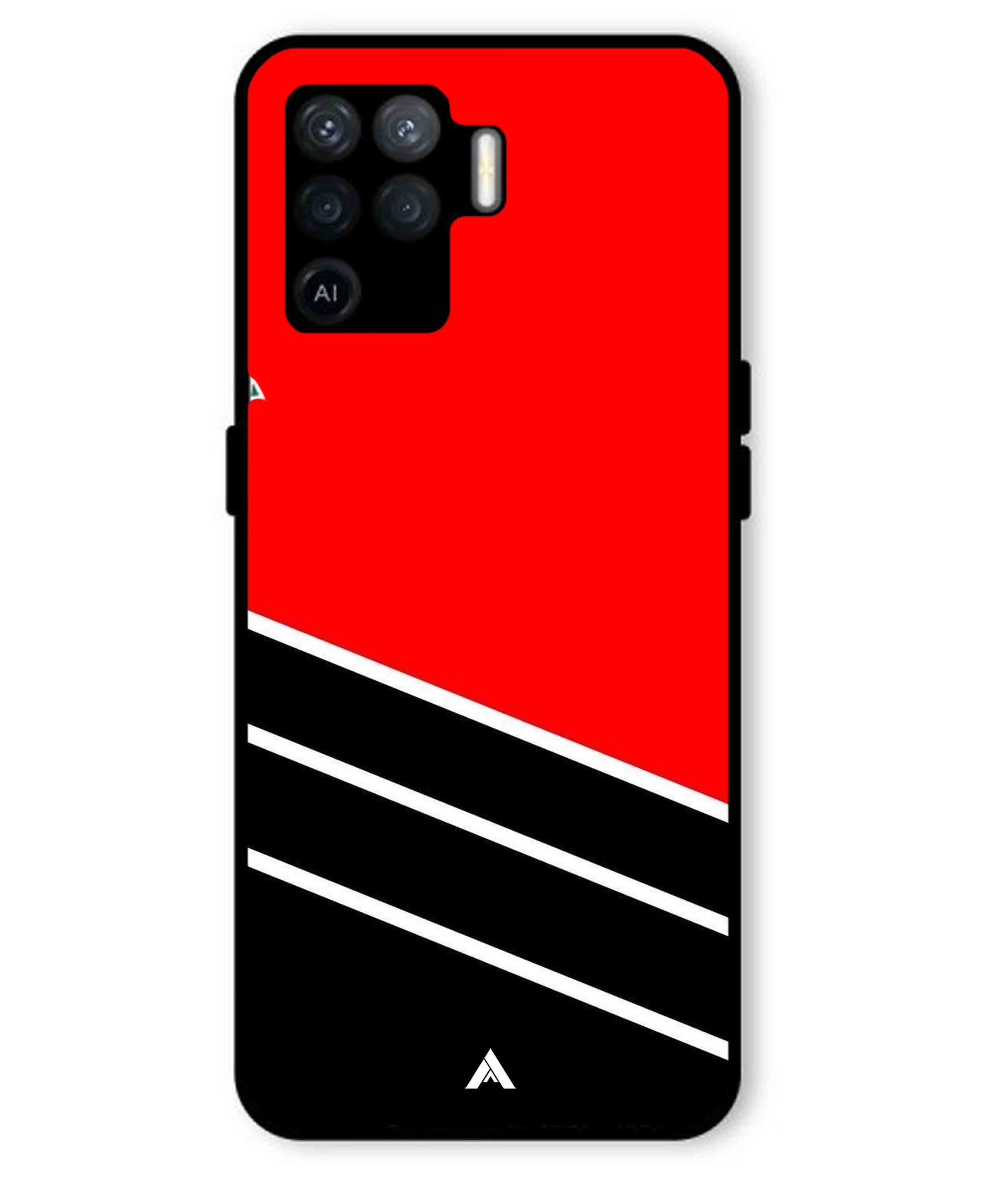 Stripe Pattern 7 Metal Back Cover Phone Case for Oppo F19 Pro