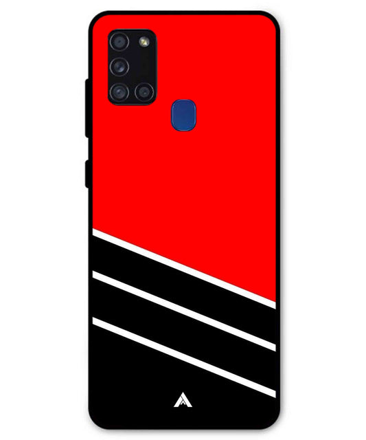 Stripe Pattern 7 Metal Back Cover Phone Case for Samsung Galaxy A21s