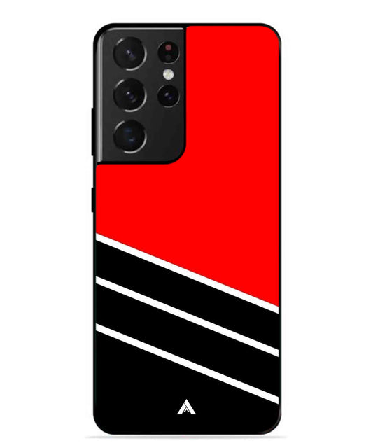Stripe Pattern 7 Metal Back Cover Phone Case for Samsung Galaxy S21 Ultra
