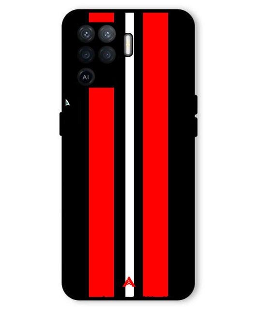 Stripe Pattern 8 Metal Back Cover Phone Case for Oppo F19 Pro