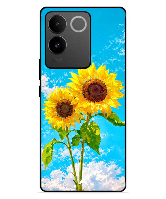 Sunflower Metal Back Cover Phone Case for IQOO Z7 Pro