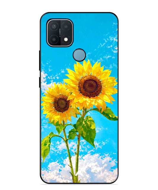 Sunflower Metal Back Cover Phone Case for OPPO A15