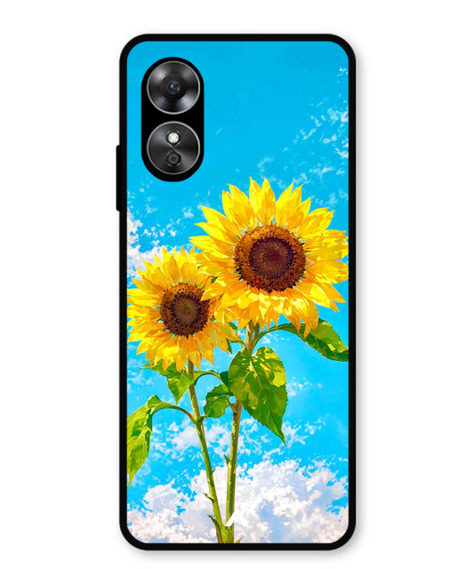 Sunflower Metal Back Cover Phone Case for Oppo A17