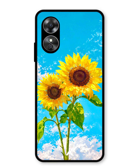 Sunflower Metal Back Cover Phone Case for Oppo A17K