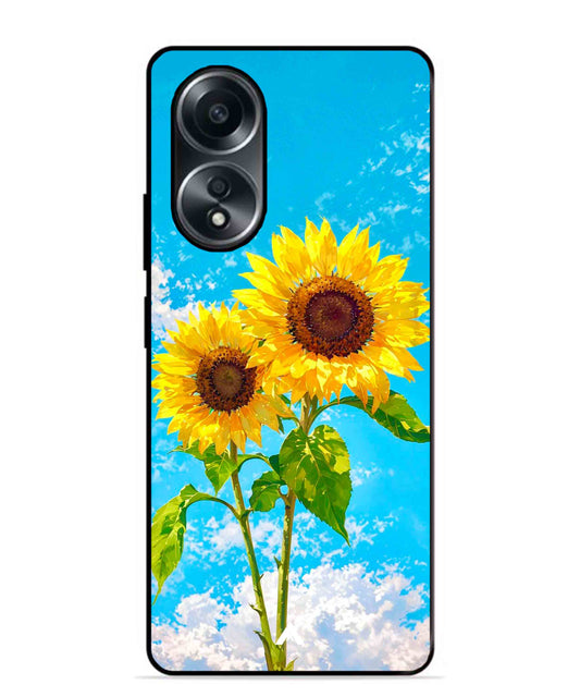 Sunflower Metal Back Cover Phone Case for Oppo A58