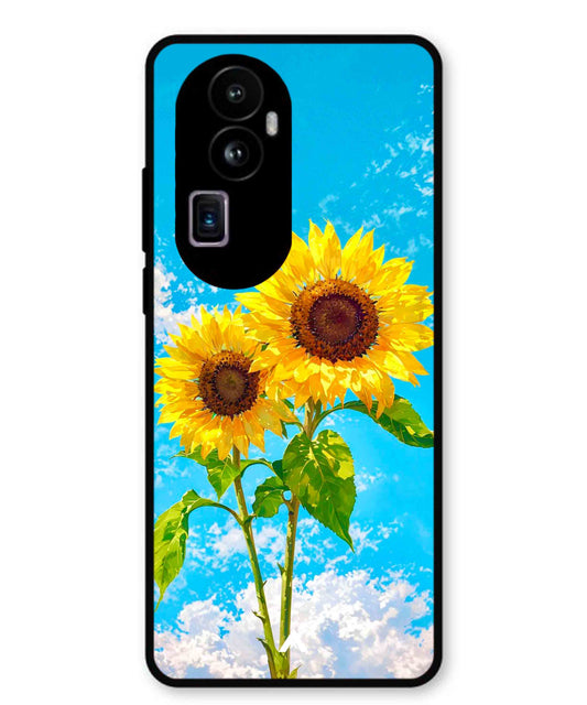 Sunflower Metal Back Cover Phone Case for Oppo Reno 10 Pro Plus