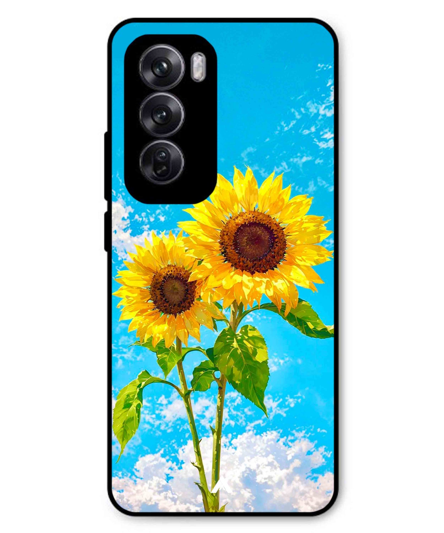 Sunflower Metal Back Cover Phone Case for Oppo Reno 12