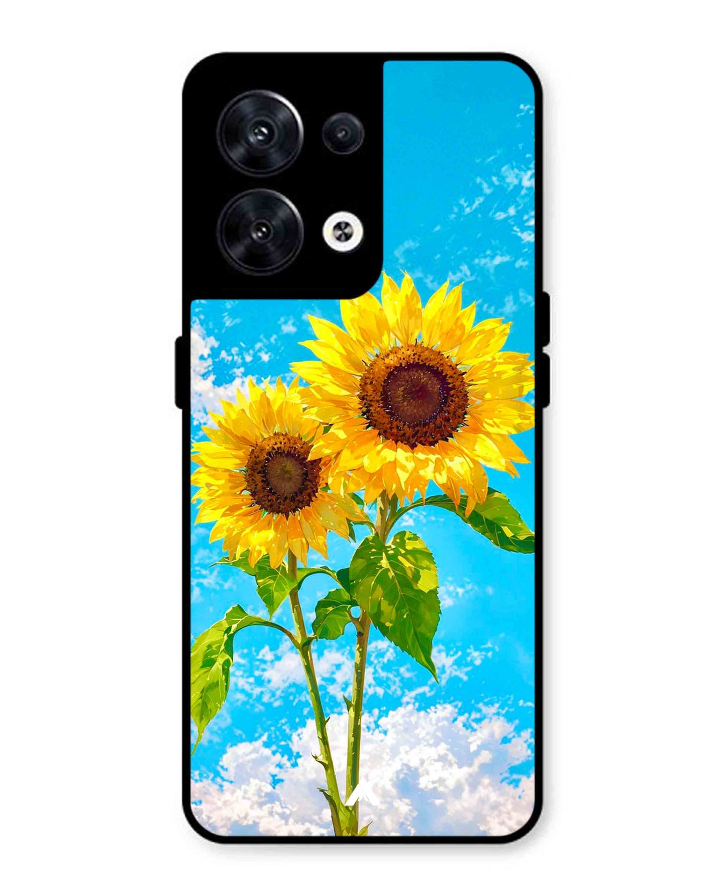 Sunflower Metal Back Cover Phone Case for Oppo Reno 8