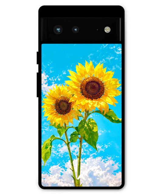 Sunflower Metal Back Cover Phone Case for Pixel 6