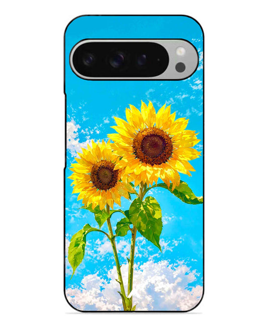 Sunflower Metal Back Cover Phone Case for Pixel 9 Pro