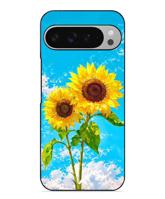 Sunflower Metal Back Cover Phone Case for Pixel 9 Pro XL