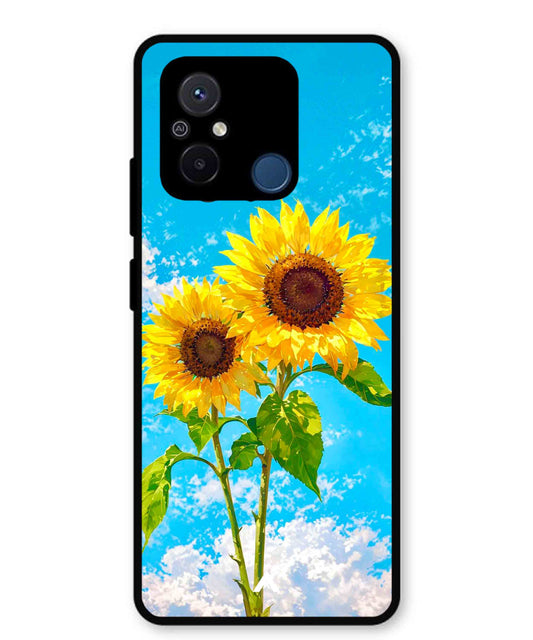 Sunflower Metal Back Cover Phone Case for Poco C55