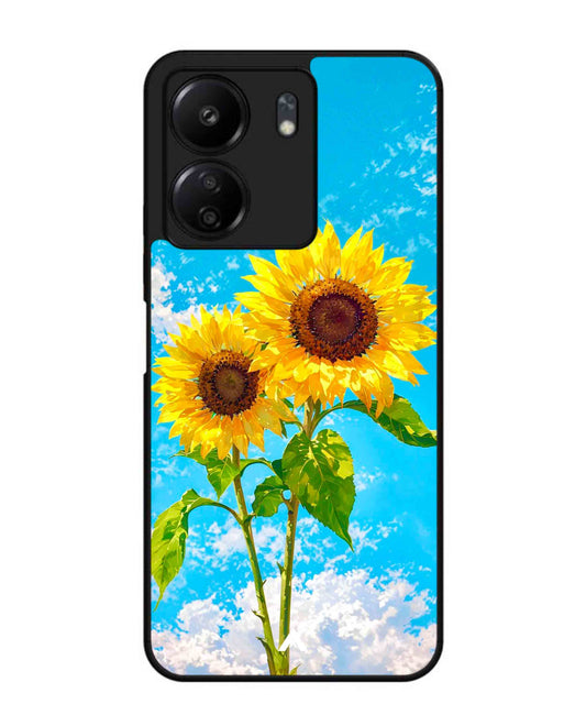 Sunflower Metal Back Cover Phone Case for Poco C65