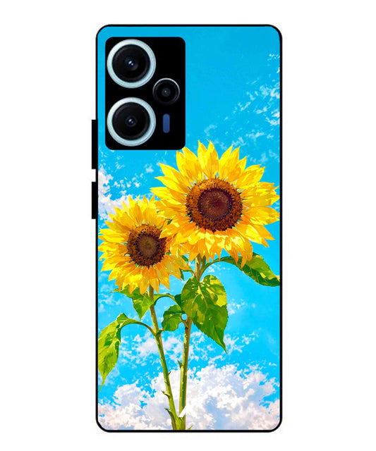 Sunflower Metal Back Cover Phone Case for Poco F5
