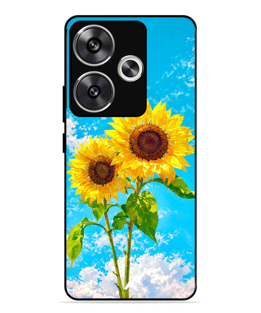 Sunflower Metal Back Cover Phone Case for Poco F6