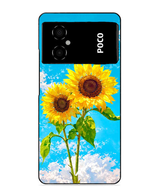 Sunflower Metal Back Cover Phone Case for Poco M4 5G