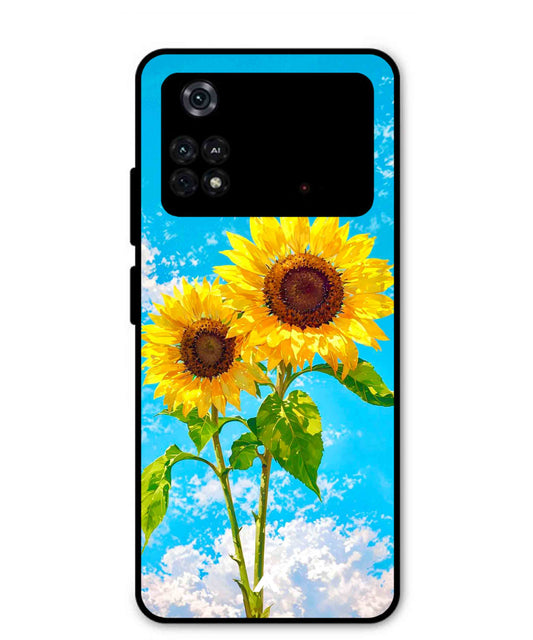 Sunflower Metal Back Cover Phone Case for Poco M4 Pro 4G
