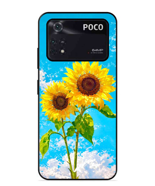 Sunflower Metal Back Cover Phone Case for Poco X4 Pro