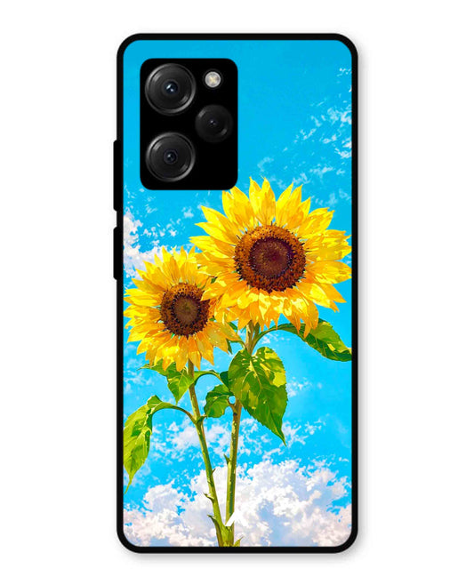 Sunflower Metal Back Cover Phone Case for Poco X5 Pro