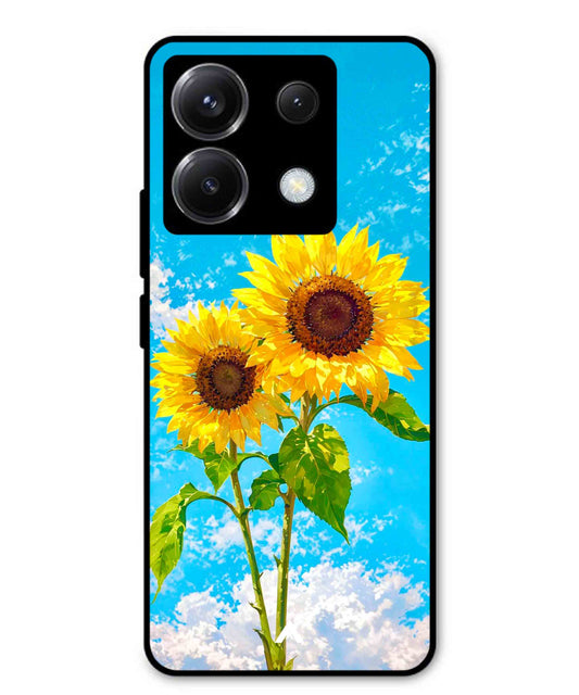 Sunflower Metal Back Cover Phone Case for Poco X6