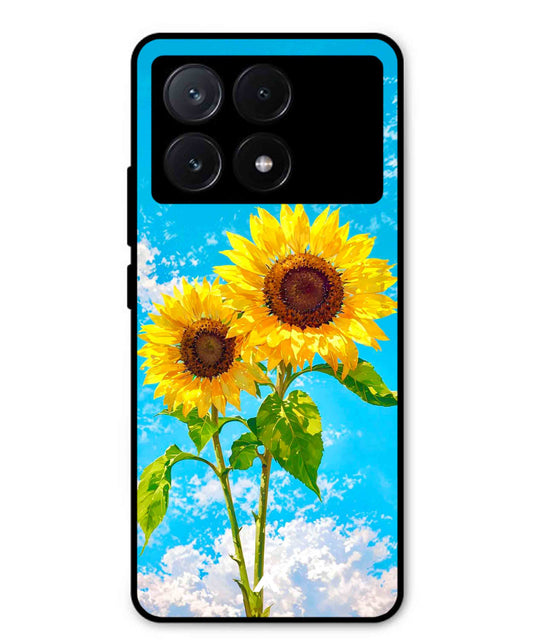 Sunflower Metal Back Cover Phone Case for Poco X6 Pro