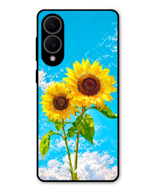 Sunflower Metal Back Cover Phone Case for Samsung Galaxy S25 Edge