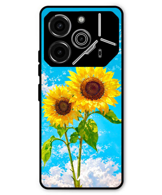 Sunflower Metal Back Cover Phone Case for Tecno Pova 6