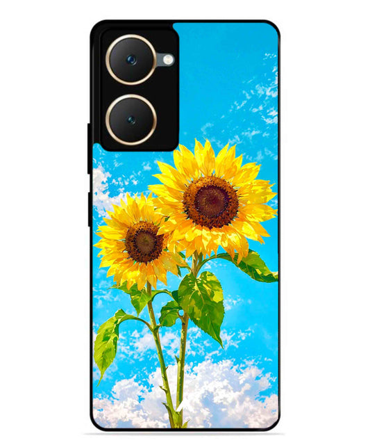 Sunflower Metal Back Cover Phone Case for Vivo T3 Lite