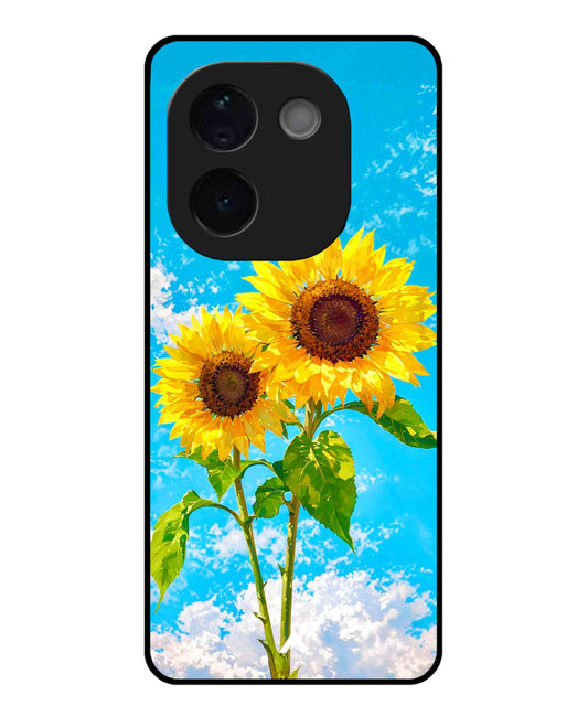 Sunflower Metal Back Cover Phone Case for Vivo T3 Pro